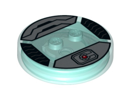 Dimensions Toy Tag 4 x 4 x 2/3 with 2 Studs for Cyborg #20 with Red Circle and Silver 'C' and Armor Plating Pattern: {прозрачно светло син}