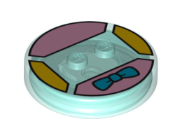 Dimensions Toy Tag 4 x 4 x 2/3 with 2 Studs for Krusty #26 with Bright Pink and Yellow Panels with Dark Azure Bow Tie Pattern: {прозрачно светло син}