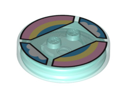 Dimensions Toy Tag 4 x 4 x 2/3 with 2 Studs for Unikitty #27 with Pastel Rainbow and Clouds Pattern: {прозрачно светло син}