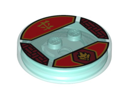 Dimensions Toy Tag 4 x 4 x 2/3 with 2 Studs for Kai #31 with Red and Gold Kai Symbol and Ninjago Logogram 'Fire' Pattern: {прозрачно светло син}
