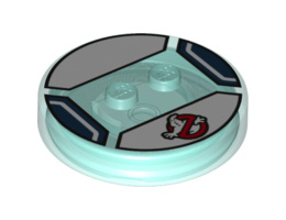 Dimensions Toy Tag 4 x 4 x 2/3 with 2 Studs for Stay Puft #35 with Ghostbusters Logo Pattern: {прозрачно светло син}