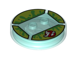 Dimensions Toy Tag 4 x 4 x 2/3 with 2 Studs for Slimer #39 with Bright Green Slime and Ghostbusters Symbol Pattern: {прозрачно светло син}
