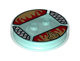Dimensions Toy Tag 4 x 4 x 2/3 with 2 Studs for Eris #44 with Gold Chima Eagle Symbol and Red Fire Pattern: {прозрачно светло син}