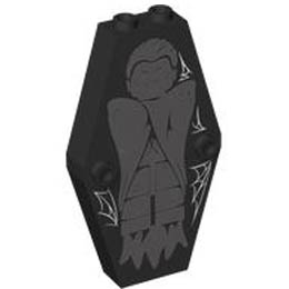 Container, Coffin Lid with Light Bluish Gray Vampire and White Cobwebs Pattern: {черен}