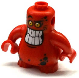 Body, Nexo Knights Scurrier with Red Arms with Bright Light Orange Eyes and Open Smile with 10 Flat White Teeth Pattern: {ярко червен}