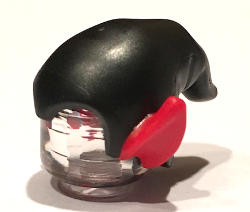Minifigure, Headgear Hat, Elf Drooping with Pointed Ears with Black Top Pattern: {черен}