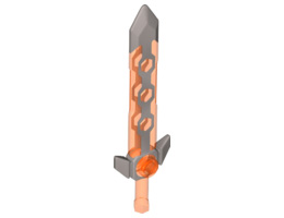 Minifigure, Weapon Sword, Long with Flat Silver Tip and Angular Crossguard: {прозрачно флуорисциращо червеникаво оранжев}