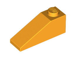 Покривна плочка 1X3/25°: {огнено жълто-оранжев}