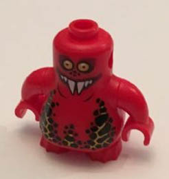 Body, Nexo Knights Scurrier with Red Arms with Bright Light Orange Eyes and Closed Smile with 6 Sharp White Teeth Pattern: {ярко червен}