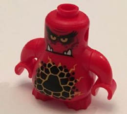 Body, Nexo Knights Scurrier with Red Arms with Bright Light Orange Eyes and Closed Frown with 4 Sharp White Teeth Pattern: {ярко червен}