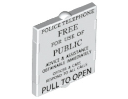 Glass for Window 1 x 2 x 2 with Black 'POLICE TELEPHONE... PULL TO OPEN' Pattern: {бял}