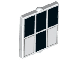 Glass for Window 1 x 2 x 2 with 4 Black and 2 White Rectangles Pattern (Tardis Windows): {бял}
