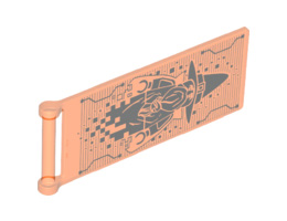 Flag 7 x 3 with Rod with Merlok Hologram Pattern: {прозрачно флуорисциращо червеникаво оранжев}