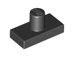 Tile, Modified 1 x 2 with Minifigure Head Post: {черен}