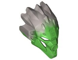Bionicle Mask of Jungle (Unity) with Marbled Flat Silver Pattern: {ярко зелен}