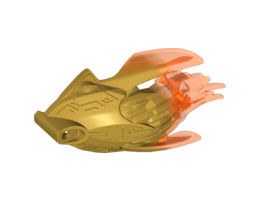 Bionicle Creature Head/Mask with Marbled Trans-Neon Orange Pattern: {топло златист}