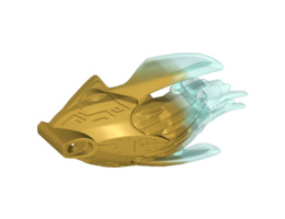 Bionicle Creature Head/Mask with Marbled Trans-Light Blue Pattern: {топло златист}