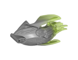 Bionicle Creature Head/Mask with Marbled Trans-Bright Green Pattern: {сребърно метален}