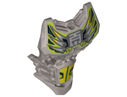 Large Figure Torso with Bionicle Lime and Yellow Pattern: {сребърно метален}