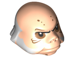 Minifigure, Head Modified SW Ugnaught with White Sideburns and Hair Pattern: {светло нуга}