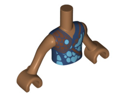 Torso Mini Doll Friends Dark Blue and Dark Azure Shirt with Copper Armor and Strap Pattern, Medium Nougat Arms with Hands: {умерен нуга}