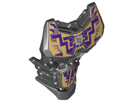 Large Figure Torso with Bionicle Purple and Gold Pattern: {черен}
