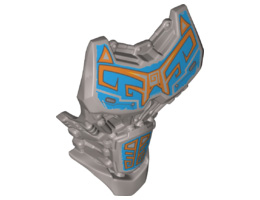 Large Figure Torso with Bionicle Dark Azure and Orange Pattern: {сребърно метален}
