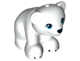Bear, Friends / Elves, Cub, Sitting with Black Nose and Claws and Dark Azure Eyes Pattern: {бял}