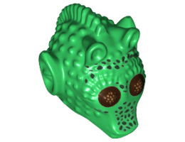 Minifigure, Head Modified SW Rodian Pattern: {тъмно зелен}