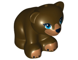 Bear, Friends / Elves, Cub, Sitting with Black Nose, Dark Azure Eyes and Dark Tan Paws and Muzzle Pattern: {тъмно кафяв}