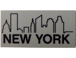 Tile 2 x 4 with City Skyline and NEW YORK Pattern: {умерено каменно сив}