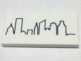 Tile 2 x 4 with City Skyline Pattern: {бял}