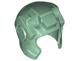 Minifigure, Headgear Helmet Space with Open Face and Top Hinge (Iron Man): {пясъчно зелен}