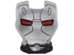 Minifigure, Visor Top Hinge with Silver Face Shield, Red Eyes and Black Lines and Shapes Pattern: {черен}