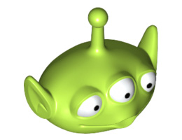 Minifigure, Head Modified Alien with Antenna and Three Eyes Pattern : {ярко жълто-зелен}