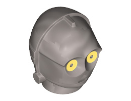 Minifigure, Head Modified SW C-3PO / K-3PO Protocol Droid with Yellow Eyes Pattern: {сребърно метален}