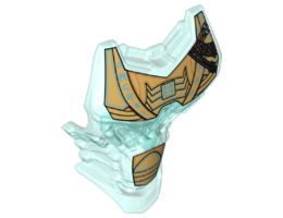Large Figure Torso with Bionicle Metallic Gold Scaled Armor, Medium Azure Runes and Reddish Brown Straps Pattern (Ekimu): {прозрачно светло син}