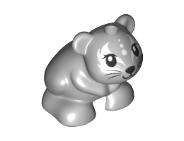 Hamster / Mouse, Friends / Elves with Black Eyes, Nose, Mouth and Whiskers and White Face Decorations Pattern: {умерено каменно сив}