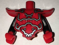 Torso, Modified Short with Armor Breastplate with Shoulder Ridges and Silver Decoration Pattern / Black Arms / Red Hands: {ярко червен}