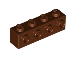 Тухличка 1X4 с 4 пъпки: {червеникаво-кафяв}
