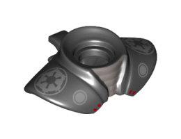 Minifigure, Armor Shoulder Pads Rounded with Neck Protection and Clip on Back with Silver SW Imperial Logo Pattern: {черен}