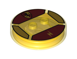 Dimensions Toy Tag 4 x 4 x 2/3 with 2 Studs for Harry Potter #63 with Yellow Lightning and Griffindor Coat of Arms Pattern: {прозрачно жълт}