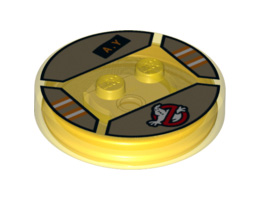Dimensions Toy Tag 4 x 4 x 2/3 with 2 Studs for Abby Yates #65 with Ghostbusters Symbol and 'A.Y.' Pattern: {прозрачно жълт}