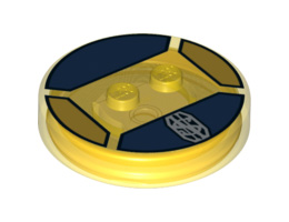 Dimensions Toy Tag 4 x 4 x 2/3 with 2 Studs for Newt Scamander #67 with Silver 'NS' Monogram on Dark Blue Background Pattern: {прозрачно жълт}