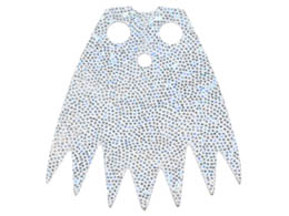 Minifigure, Cape Cloth, 7 Points with Metallic Silver Dots Pattern: {бял}