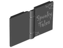 Minifigure, Utensil Book 2 x 3 with Silver Spider Webs and 'Spooky Tales' Pattern: {черен}