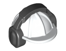 Minifigure, Headgear Helmet Construction with Black Ear Protector / Headphones Pattern: {бял}