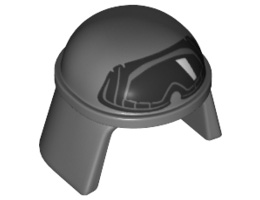 Minifigure, Headgear Helmet SW Imperial Pilot with Black Goggles Pattern (AT-ST Driver): {тъмно каменно сив}