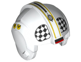 Minifigure, Headgear Helmet SW Rebel Pilot with Black and White Checkered Pattern (U-Wing Pilot): {бял}