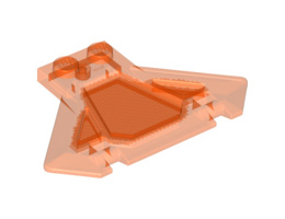 Plate, Modified 1 x 2 with Large Axe Head: {прозрачно флуорисциращо червеникаво оранжев}
